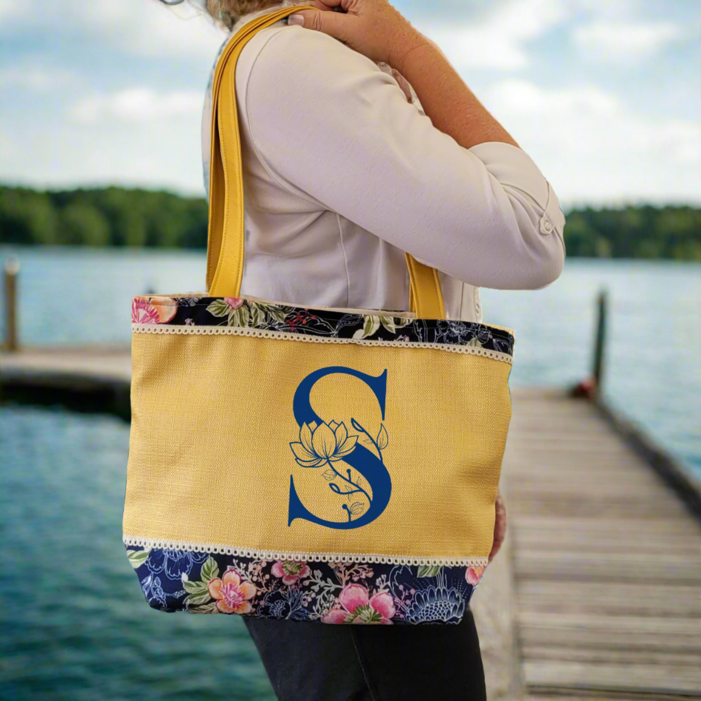 Personalized Sunny Summer Shoulder Tote Bag