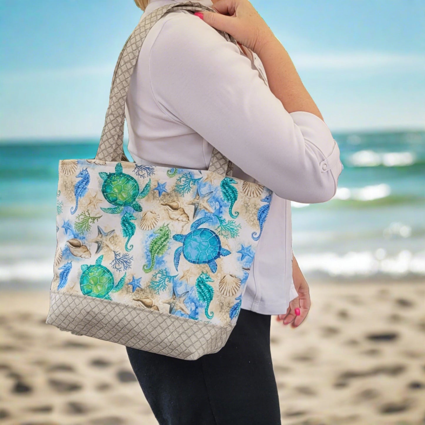 Leather and Canvas Seaside Summer Shoulder Bag