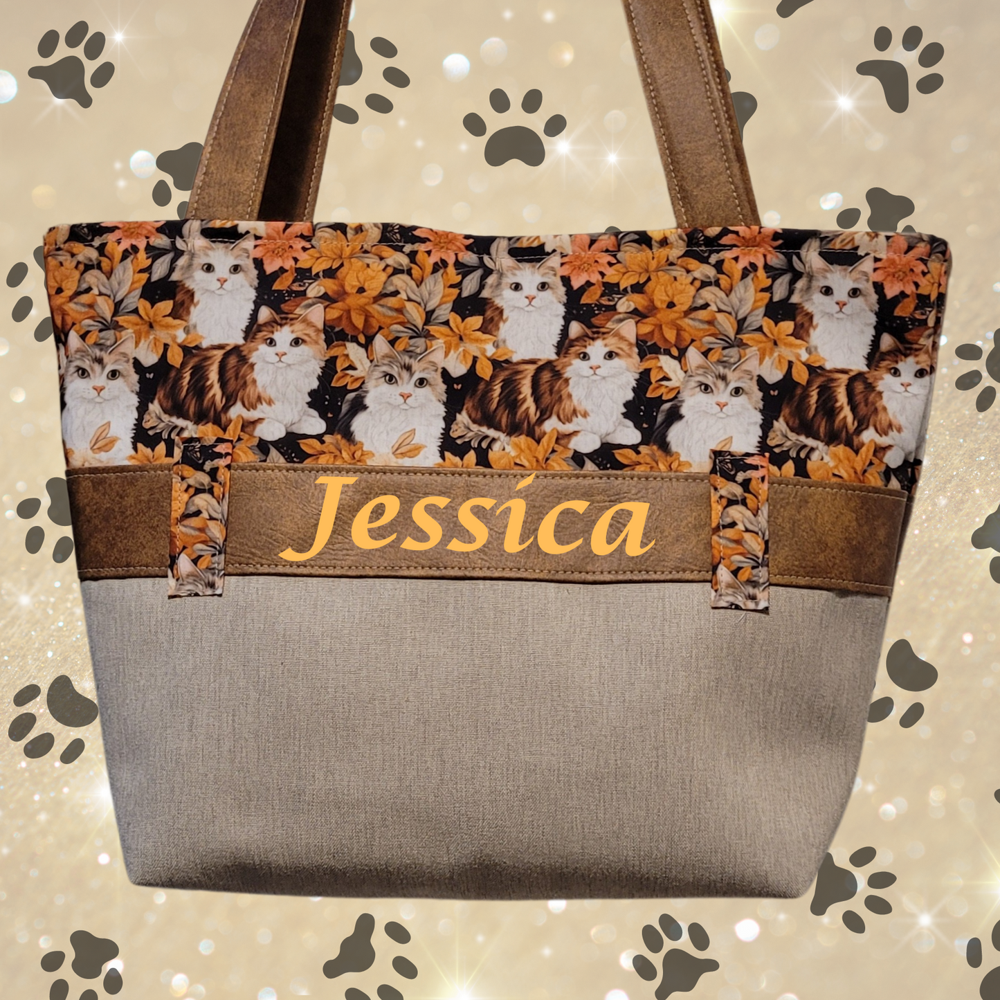 Personalized Cat-Lovers Shoulder Tote Bag