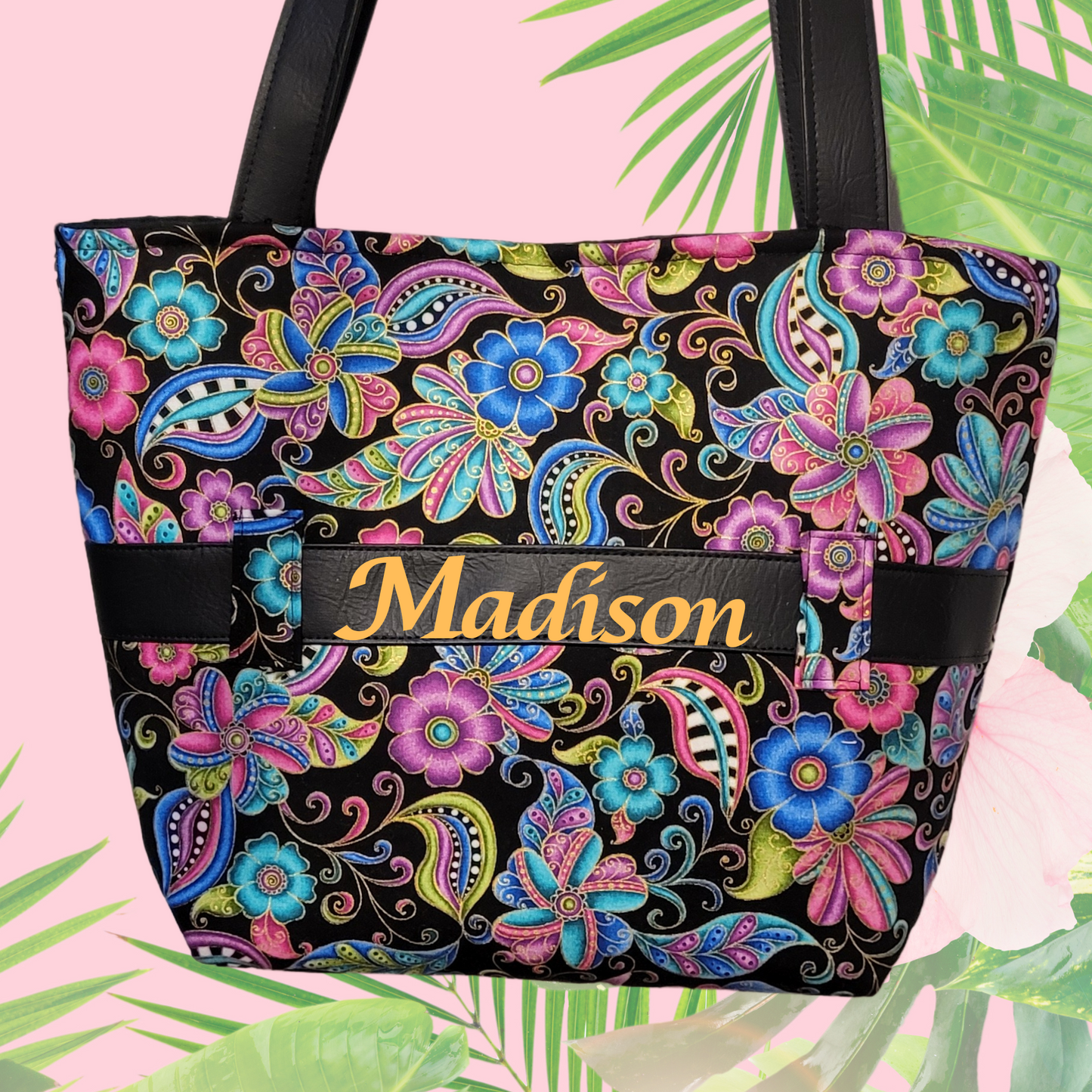 Personalized Flowers Shoulder Tote Bag